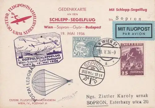 1936 ÖSTERREICH, Wien - Sopron Sonderkarte Müller 208