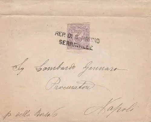 1903 SAN MARINO, Nr. 34 2c. braunviolett auf Brief. Briefmarke ND unten.