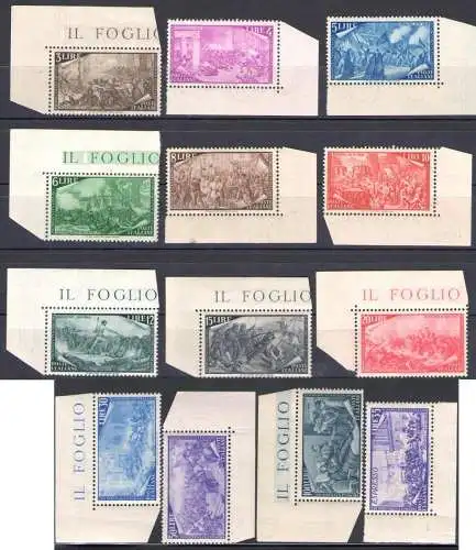 1948 Italien - Republik Risorgimento Angolo di Foglio Nr. 580/91+ E32 postfrisch**