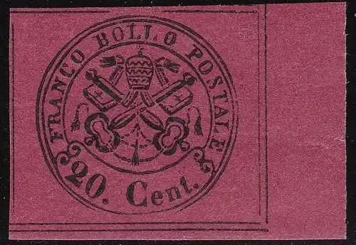 1867 Kirchenstaat, Nr. 18 20 Cent. indisches rot postfrisch/** rechtecke