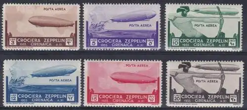1933 Kyrenaika, Luftpost Nr. 12/17 - Zeppelin 6 Werte - postfrisch**