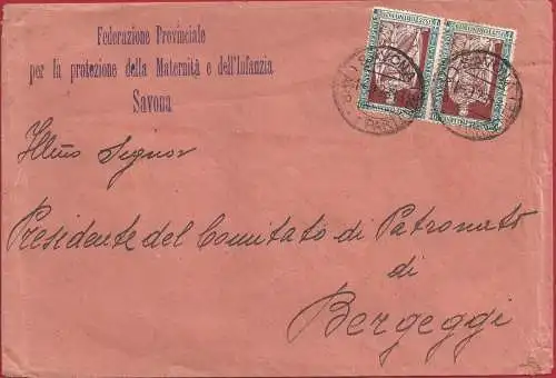 1928 Königreich, Nr. 232 Paar auf Brief