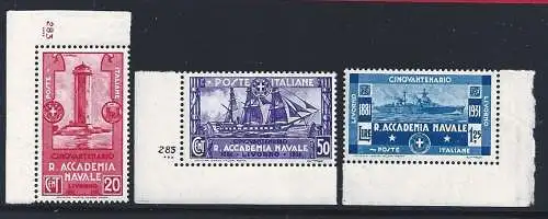 1931 Italien - Königreich - Accademia Navalale, Nr. 300/302 - 3 MNH-Werte** ADF-TISCHNUMMERN