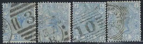 1880 GROSSBRITANNIEN - Nr. 57 2p1/2 blau TISCHE 17-20 GEBRAUCHT