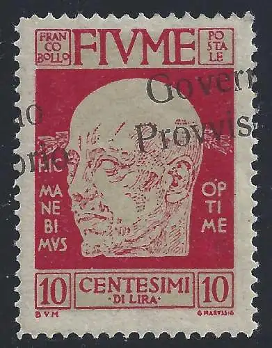 1921 Fluss, Nr. 176e 10 Cent. carmin MLH/* SCHRÄG AUFDRUCK