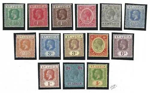 1921-30 ST. LUCIA SG 91/105 14 MH/* Werte