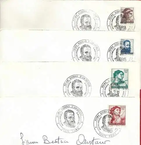 1961 Italien - Michelangiolesca Nr. 899-917 19 von 19 Werten mit besonderer Stornierung am ersten Tag der Ausgabe