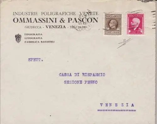 1944 RSI, frankierter Brief mit Stempelmarken Nr. 15 + 22 signiert von Sorani