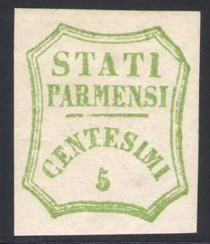 1859 PARMA Provisorische Regierung 5 Cent blaugrün II Zusammensetzung Nr. 13 MLH*