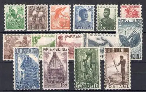 1952 Papua und Neuguinea - Stanley Gibbons Nr. 1/15 - Gewöhnliche 15 Werte - postfrisch**
