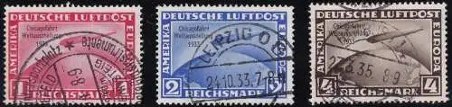 1933 Deutschland, PA 42A/42C 3 Werte SERIE GEBRAUCHT