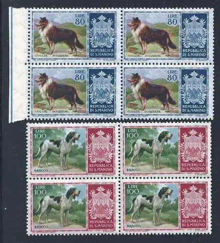 1956 SAN MARINO, Nr. 439/448 Hunde 10 Werte mnh/** quartina