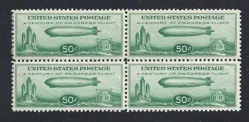 1933 USA, Luftpost Nr. 18, Zeppelin-Luftschiff, postfrisch** quartina