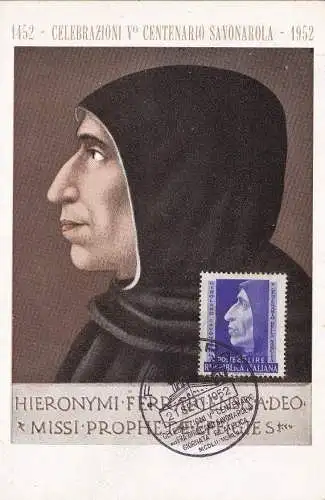 1952 Savonarola, Nr. 696 AK Maximum mit besonderer Stornierung