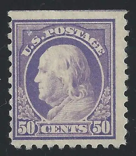 1916-17 USA, Yvert Nr. 215B - 50 Cent. violett - MH* E.Diena zertifiziert