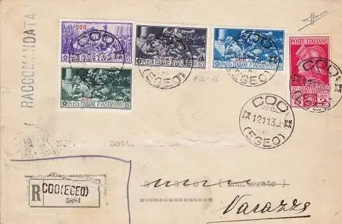 1930 Ägäis, COO, Nr. 12/16 die komplette Serie auf Reisebrief