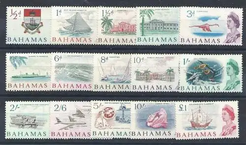 1965 Bahamas - SG. n. 247/261, Elisabeth II., 15 Werte, postfrisch**