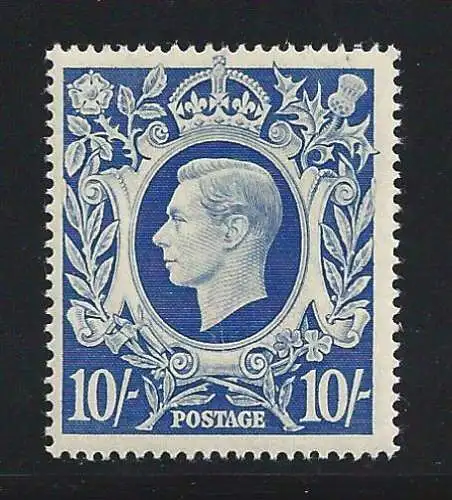 1942 GROSSBRITANNIEN, Nr. 234 10sh. blau postfrisch/**