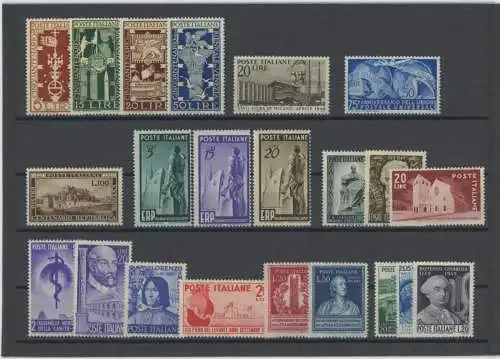1949 Italien Republik, neue und perfekte Briefmarken, Vollständiges Jahr 22 Werte, postfrisch**