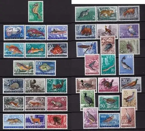 1954-60 JUGOSLAWIEN - Jugoslawische Fauna 36 mnh/** Werte