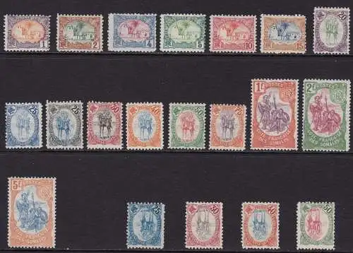 1902 COTE DES SOMALIS - Yv 37/52 16 Werte + 4 Werte umgekehrter Mitte MLH*