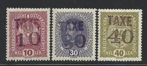1918-19 Trentino Südtirol, e#039;TAXE#039; BZ3/24 BZ3/28 BZ3/29 3 MLH/* Werte