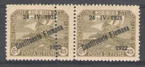 1922 Fluss, Nr. 183x, 45 Cent. oliv, postfrisch**, paar mit doppelverzahnung