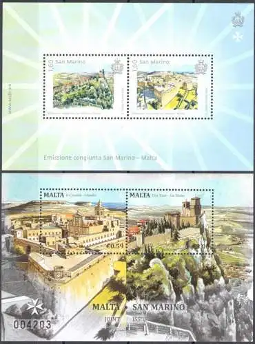 2016 San Marino + Malta Gemeinsame Ausgabe 2 Blatt - postfrisch **