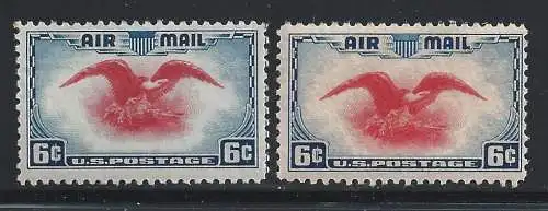 1938 USA, Luftpost 23+23a 2 MNH Werte ** INTEGRIERTER GUMMI