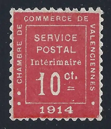1914 FRANKREICH - KRIEG Nr. 1 10 Cent. Zinnober postfrisch/** Hofinger Stempel LUXUS