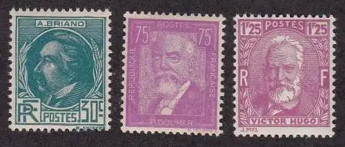 1933 FRANKREICH - Berühmte Männer - Nr. 291/293 3 Werte - postfrisch**