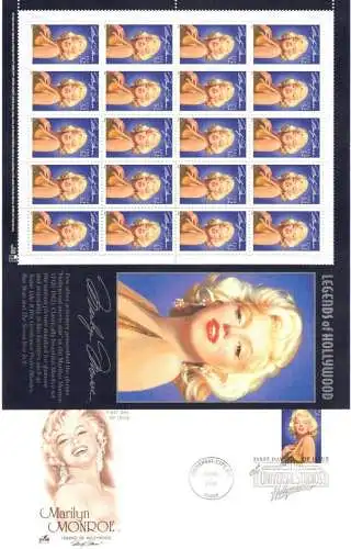 1995 USA, MARILYN MONROE FOLDER + FDC Legend of Hollywood MNH**