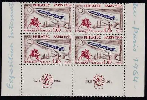 1964 FRANKREICH - Nr. 1422 Philatec MNH/** Viererblock