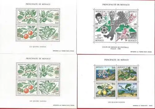 1990-91 MONACO, BF 48 - 49 - 52 (x2) postfrisch/**