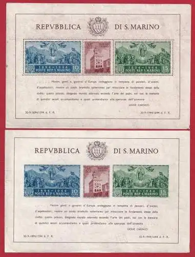 1945 SAN MARINO, BF Nr. 6/7 Regierungsgebäude postfrisch/**