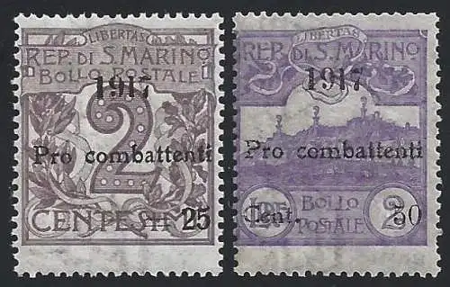 1917 SAN MARINO, Nr. 51/52 2 MNH/** Werte