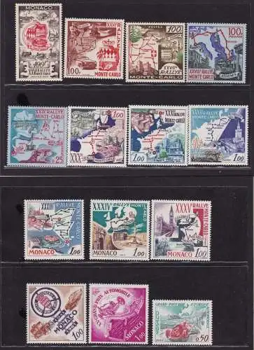 1955-66 MONACO, Rundfahrt der Rallye Monte Carlo 14 postfrisch Werte **