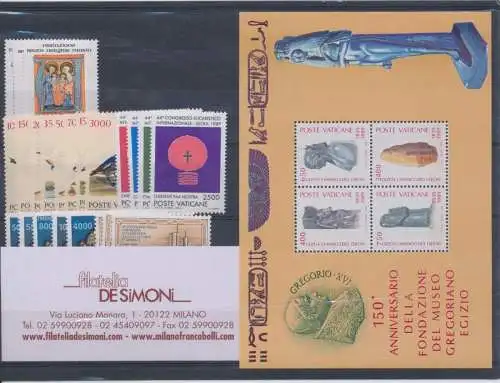 1989 Vatikan, neue Briefmarken, Vollständiges Jahr 23 Werte + 1 Blatt - postfrisch **