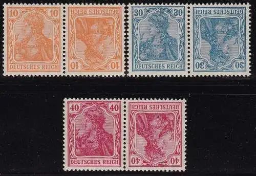 1921 Deutschland, Michel K1/K3 3 Paare postfrisch/**