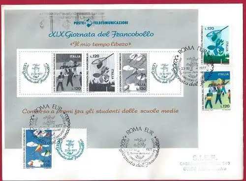 1977 Republik, halboffizielles Blatt 'XIX. Tag der Briefmarke' auf Umschlag am ersten Tag