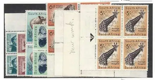 1960-61 SÜDAFRIKA, Yvert Nr. 221A/228 MNH/** Viererblock