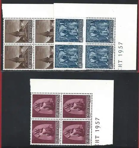 1957 LIECHTENSTEIN, Nr. 324/326 3 mnh Werte** QUARTINA