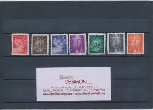 1947 Vatikan, neue Briefmarken, Vollständiges Jahr 7 Werte - postfrisch **