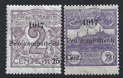 1917 SAN MARINO, Nr. 51/52 2 MNH/** Werte