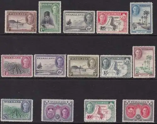 1945 NYASALAND, SG 144/157 14 MLH/* Werte