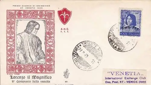 1949 TRIEST A - Nr. 49 Lorenzo der Prächtige VENETIA NICHT GEREIST