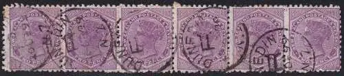 1882 NEUSEELAND/NEUSEELAND, SG 196 Streifen von 6 GEBRAUCHT