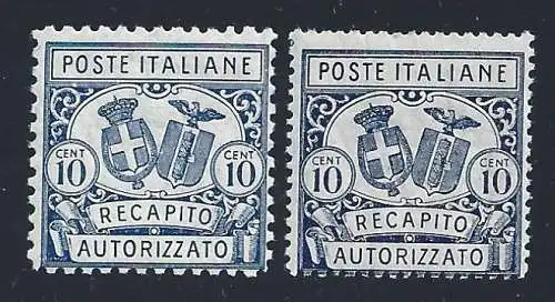 1928 Italien - Autorisierte Zustellung RA Nr. 1/2 2 MNH Werte**