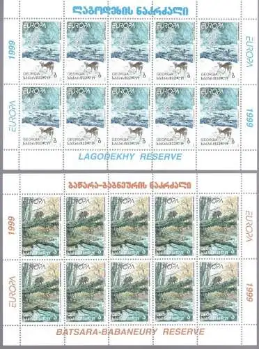 1999 EUROPA CEPT Georgia 2 Minifogli 10 Val Naturparks postfrisch**