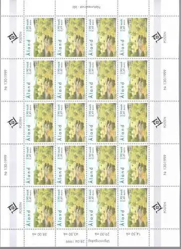 1999 EUROPA CEPT Aland 1 Minifoglio 20 Val Naturparks postfrisch**